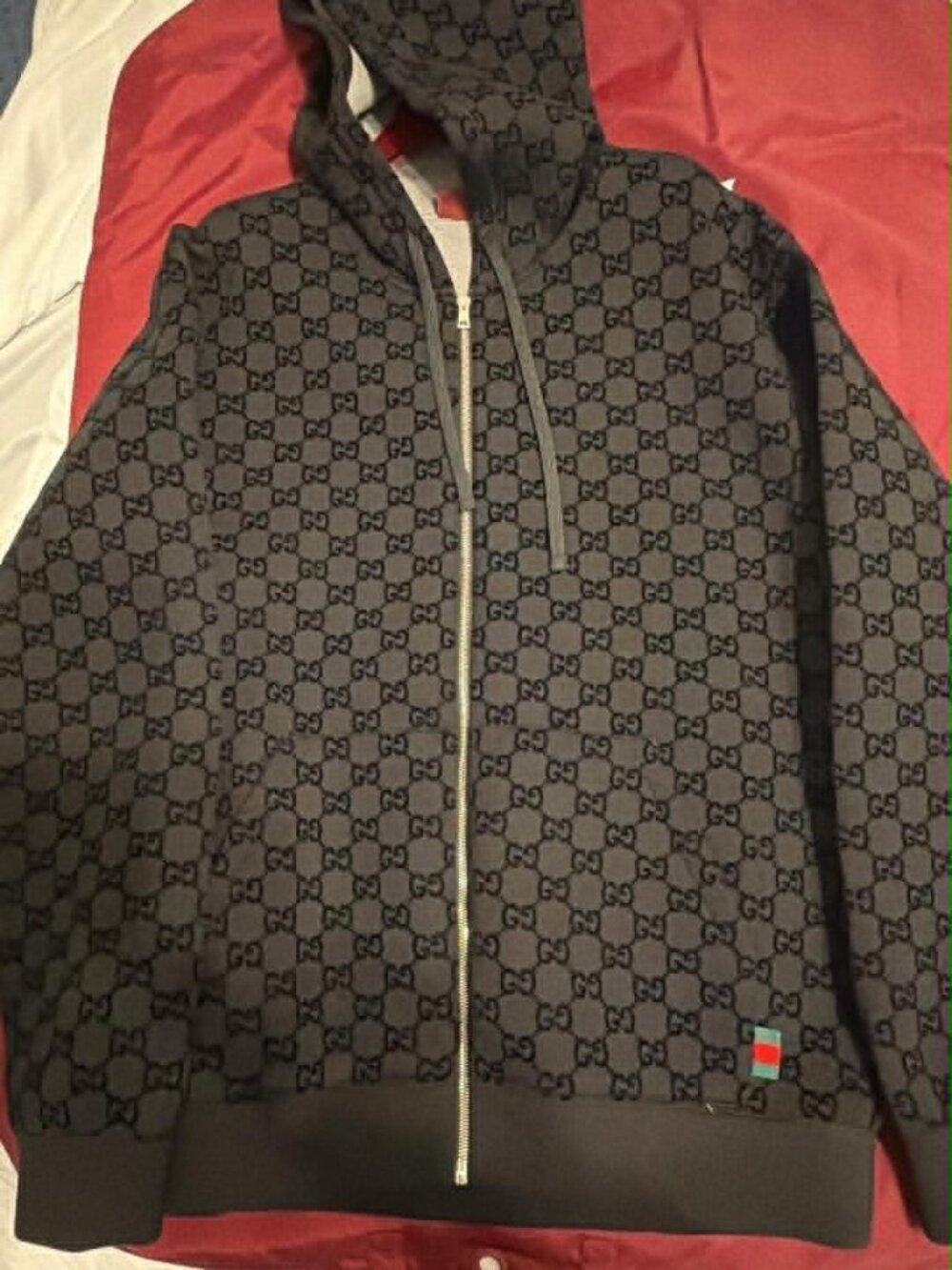 Gucci Black/Grey GG Logo Zip Hoodie